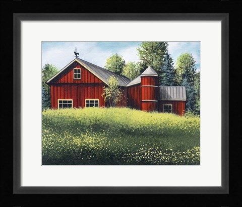 Framed Red Barn Summer 1 Print