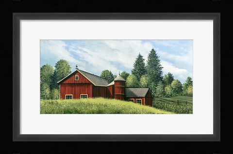 Framed Red Barn Summer 2 Print