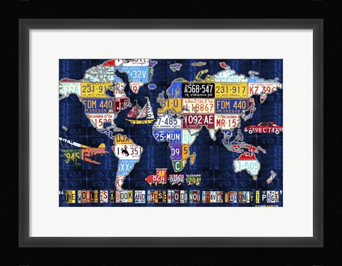 Framed World Map 2016 Augustine Print