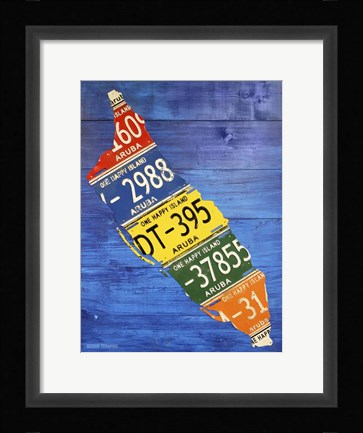 Framed Aruba License Plate Map Print