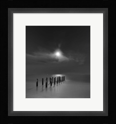 Framed Eighteen Pilings Beneath the Rising Moon Print