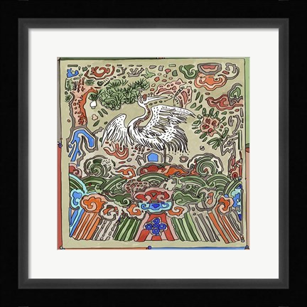Framed Asian Crane Print