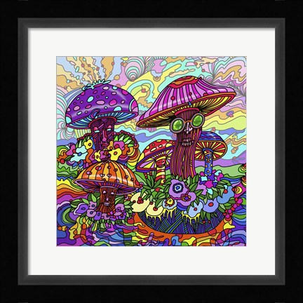 Framed Pop Art - Mushrooms Print