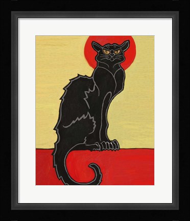 Framed Black Cat Red Moon Print