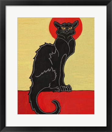 Framed Black Cat Red Moon Print