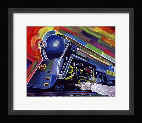 Framed Pop Art Blue Train Print