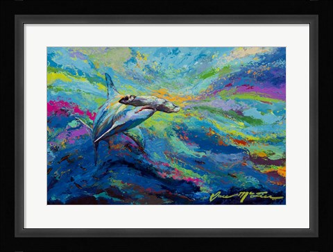 Framed After Dinner Swim - Hammer Head Shark Print