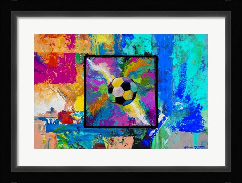 Framed Window into the Soccer Universe - Pink and Cyan Football Print
