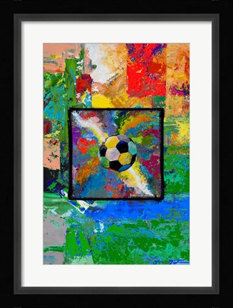 Framed Window into the Soccer Universe-  Red and Green Football Print