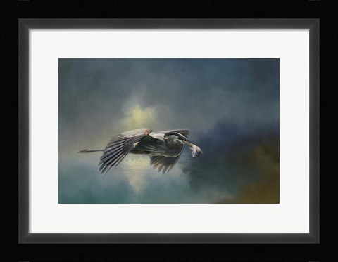 Framed Blue Herons Catch Of The Day Print