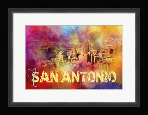 Framed Sending Love To San Antonio Print