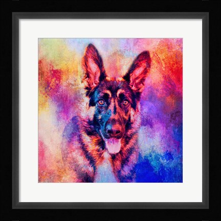 Framed Jazzy German Shepherd Print