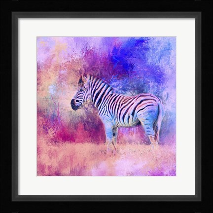 Framed Jazzy Zebra Pink And Purple Print