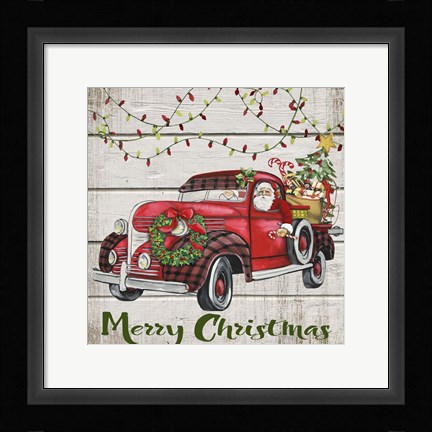Framed Vintage Christmas Truck-D Print