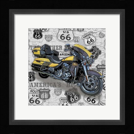 Framed Vintage Motorcycles on Route 66-F Print