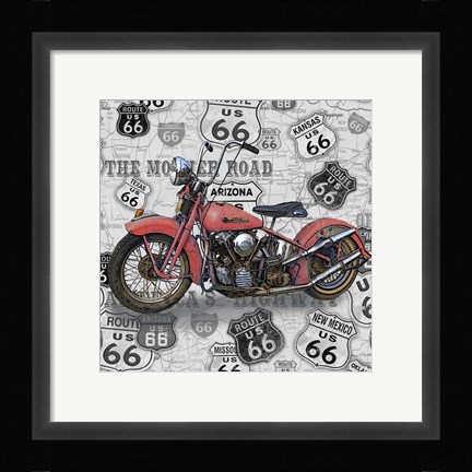 Framed Vintage Motorcycles on Route 66-W Print