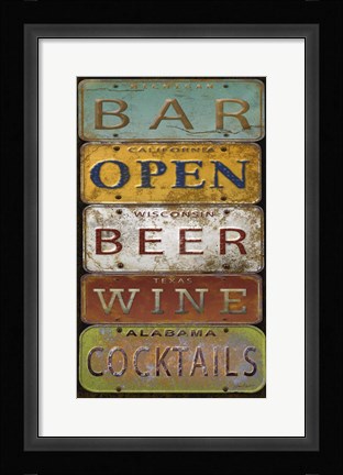 Framed License Plates - Bar Print