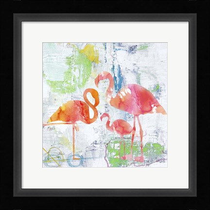 Framed Troical Flamingos Print