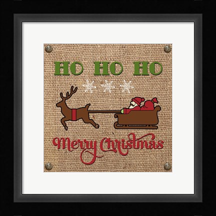 Framed Christmas on Burlap - Ho Ho Ho Print