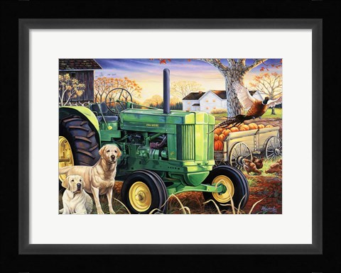 Framed John Deer Pups Print