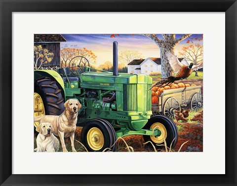 Framed John Deer Pups Print