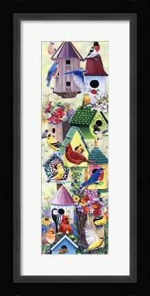 Framed Birdhouses and birds tower Print