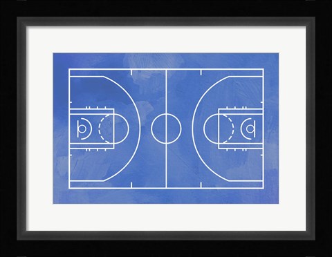Framed Basketball Court Blue Paint Background Print