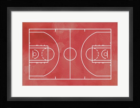 Framed Basketball Court Red Paint Background Print