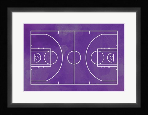 Framed Basketball Court Purple Paint Background Print