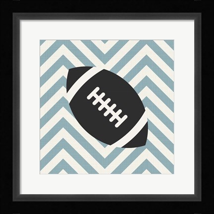 Framed Eat Sleep Play Football - Blue Part I Print