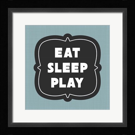 Framed Eat Sleep Play Football - Blue Part II Print