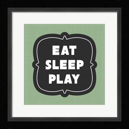 Framed Eat Sleep Play Football - Green Part II Print