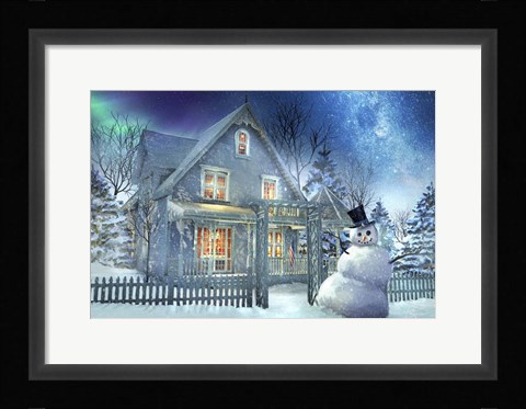 Framed Happy Snowman Print