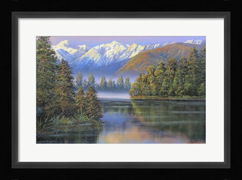 Framed Lake Matheson Reflections Print