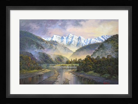 Framed Rising Mists   Lewis Pass copy Print