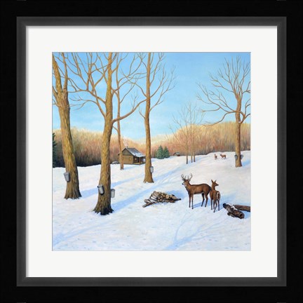 Framed Winter Cabin Print