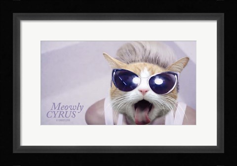 Framed Meowly Cyrus Print