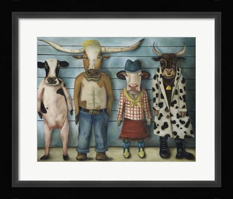 Framed Cattle Line Up Print