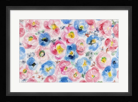 Framed Festive Flower Patterns IV Print