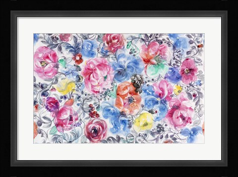 Framed Festive Flower Patterns VI Print