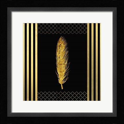 Framed Black &amp; Gold - Feathered Fashion Print