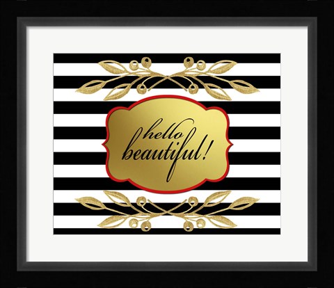 Framed Gold Hello Beautiful Print