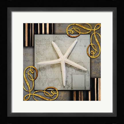 Framed Gold Sea Scape 3 Print