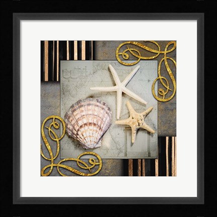 Framed Gold Sea Scape 4 Print