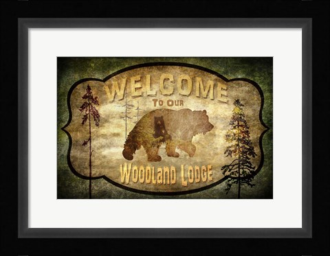 Framed Welcome - Lodge Black Bear 1 Print