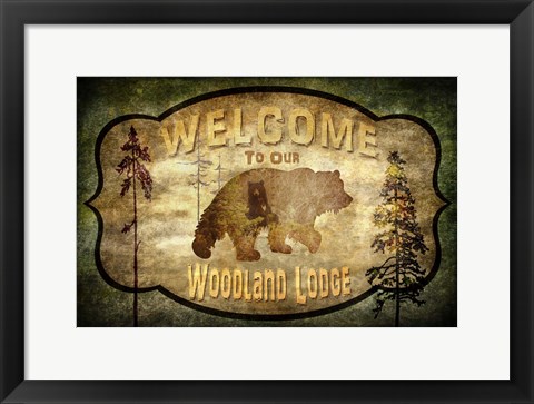 Framed Welcome - Lodge Black Bear 1 Print
