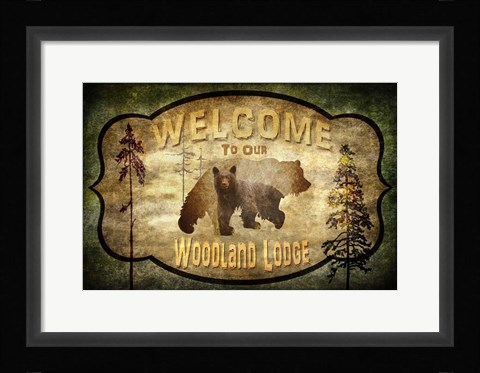 Framed Welcome - Lodge Black Bear 2 Print
