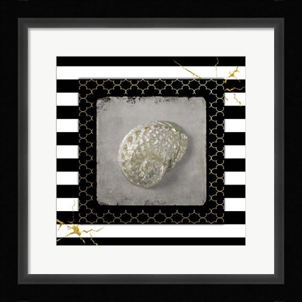 Framed Golden Sea With Stripes 2 Print
