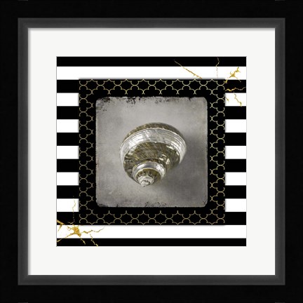 Framed Golden Sea With Stripes 3 Print