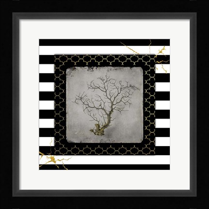Framed Golden Sea With Stripes 4 Print